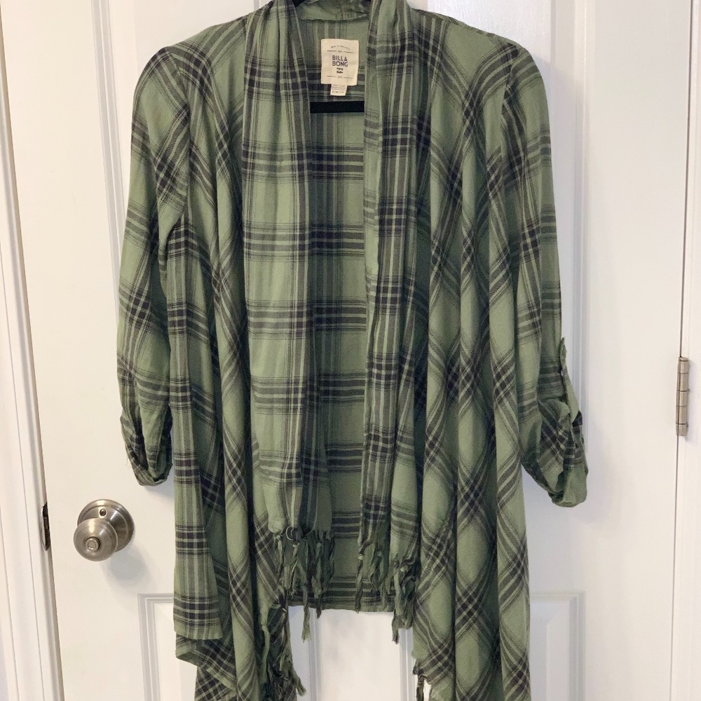 Billabong Womens green flannel light sweater sz S